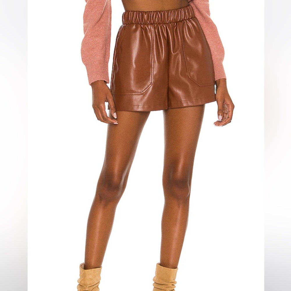 NWT Steve Madden Brown Leather Shorts - Cognac Record